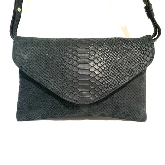 Gigi New York Embossed Python Leather Envelope Bag - Picture 1 of 9